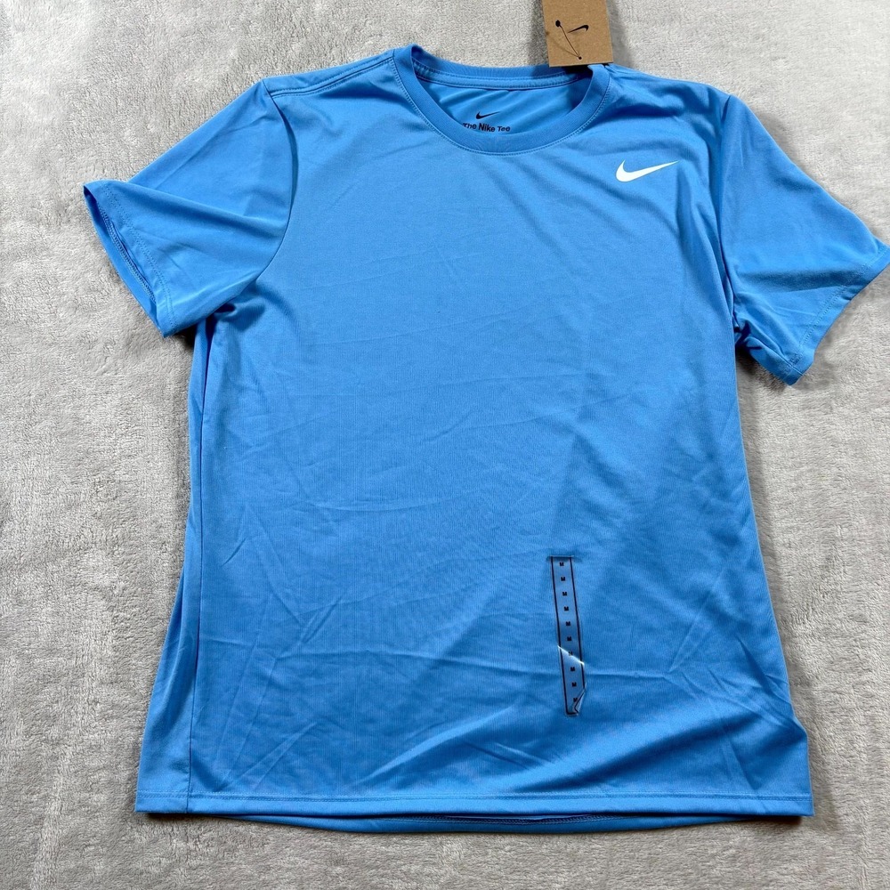 Nike Dri-FIT Training Tee Shirt Women Medium University Blue Swoosh Yoga Workout